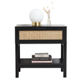 Casa Decor Tulum Rattan Bedside Table Drawers Table Nightstand Cabinet Black V160-10003614