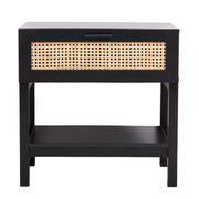 Casa Decor Tulum Rattan Bedside Table Drawers Table Nightstand Cabinet Black V160-10003614