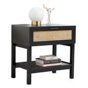 Casa Decor Tulum Rattan Bedside Table Drawers Table Nightstand Cabinet Black V160-10003614