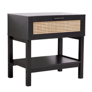 Casa Decor Tulum Rattan Bedside Table Drawers Table Nightstand Cabinet Black V160-10003614