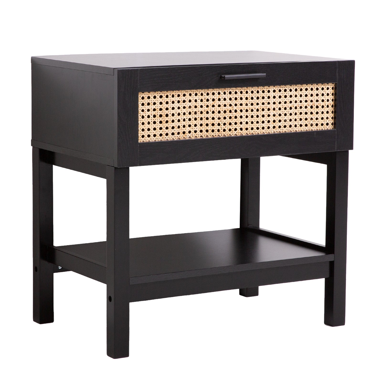 Casa Decor Tulum Rattan Bedside Table Drawers Table Nightstand Cabinet Black V160-10003614