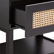 Casa Decor Tulum Rattan Bedside Table Drawers Table Nightstand Cabinet Black V160-10003614