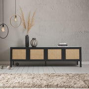 Casa Decor Tulum Rattan Entertainment Unit TV Stand Cabinet Storage Black V160-10003617