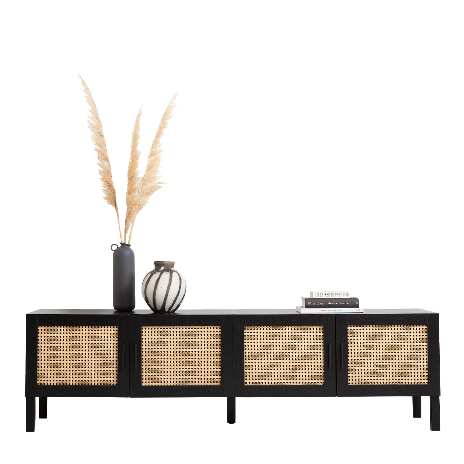 Casa Decor Tulum Rattan Entertainment Unit TV Stand Cabinet Storage Black V160-10003617