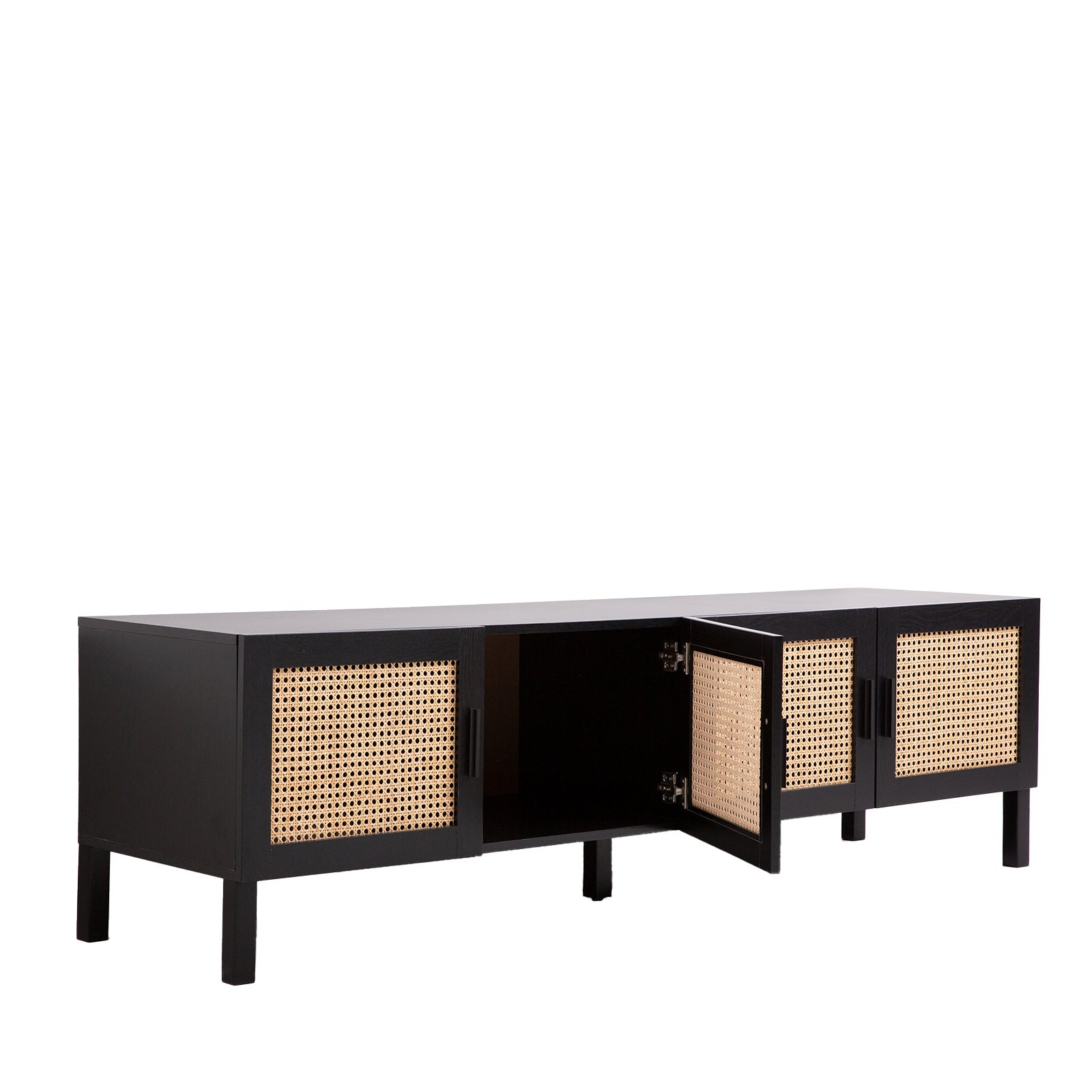 Casa Decor Tulum Rattan Entertainment Unit TV Stand Cabinet Storage Black V160-10003617