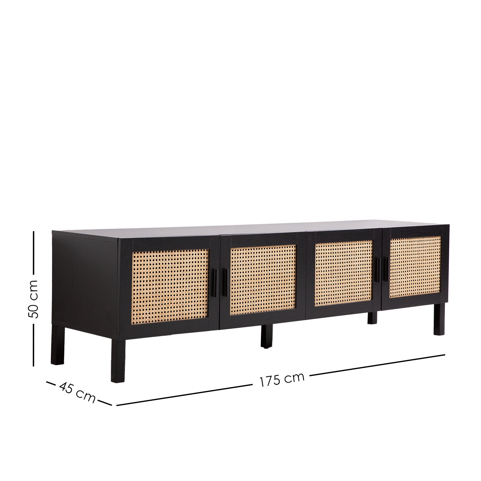 Casa Decor Tulum Rattan Entertainment Unit TV Stand Cabinet Storage Black V160-10003617