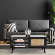 Casa Decor Tulum Rattan Coffee Table Storage Drawer Furniture Wooden Black V160-10003618