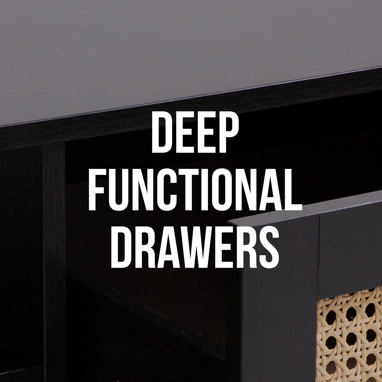 Casa Decor Tulum Rattan Coffee Table Storage Drawer Furniture Wooden Black V160-10003618