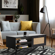 Casa Decor Tulum Rattan Coffee Table Storage Drawer Furniture Wooden Black V160-10003618