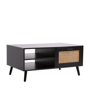 Casa Decor Tulum Rattan Coffee Table Storage Drawer Furniture Wooden Black V160-10003618