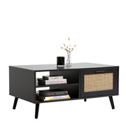 Casa Decor Tulum Rattan Coffee Table Storage Drawer Furniture Wooden Black V160-10003618