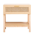 Casa Decor Santiago Rattan Bedside Table Drawers Table Nightstand Cabinet Oak V160-10003619