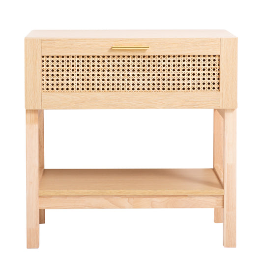 Casa Decor Santiago Rattan Bedside Table Drawers Table Nightstand Cabinet Oak V160-10003619