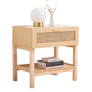Casa Decor Santiago Rattan Bedside Table Drawers Table Nightstand Cabinet Oak V160-10003619