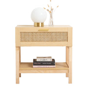 Casa Decor Santiago Rattan Bedside Table Drawers Table Nightstand Cabinet Oak V160-10003619