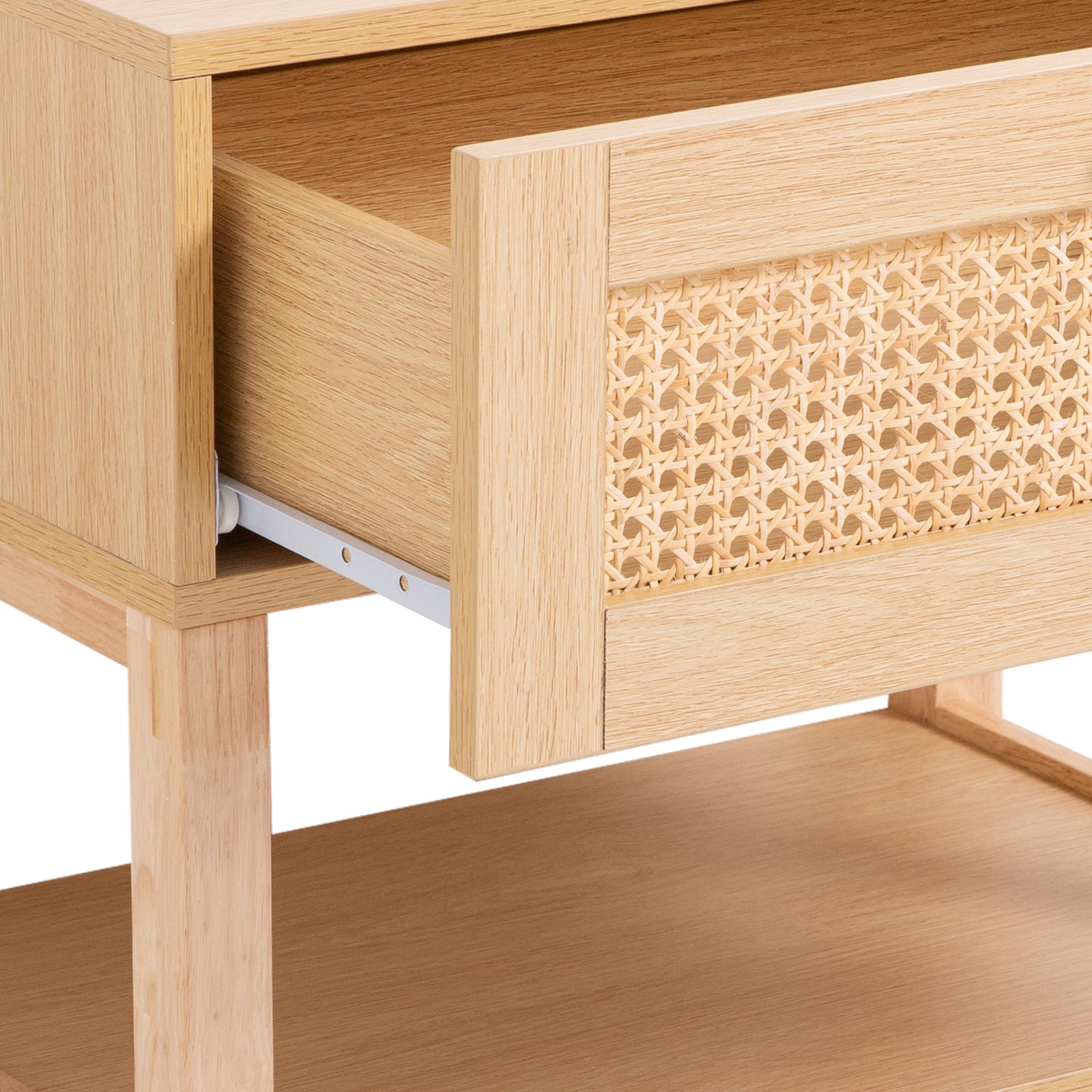 Casa Decor Santiago Rattan Bedside Table Drawers Table Nightstand Cabinet Oak V160-10003619