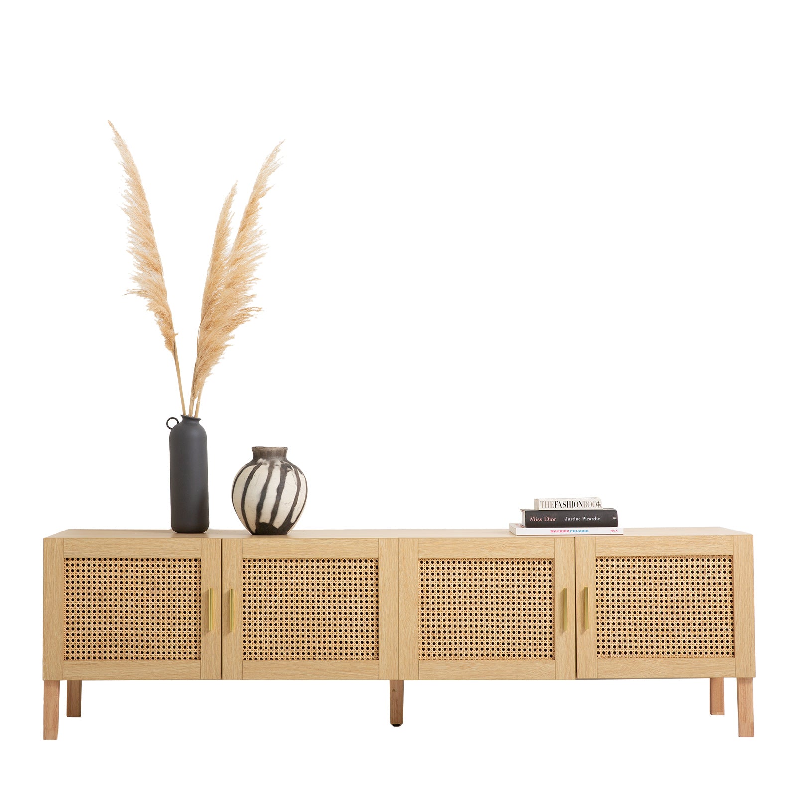 Casa Decor Santiago Rattan Entertainment Unit TV Stand Cabinet Storage Oak V160-10003622
