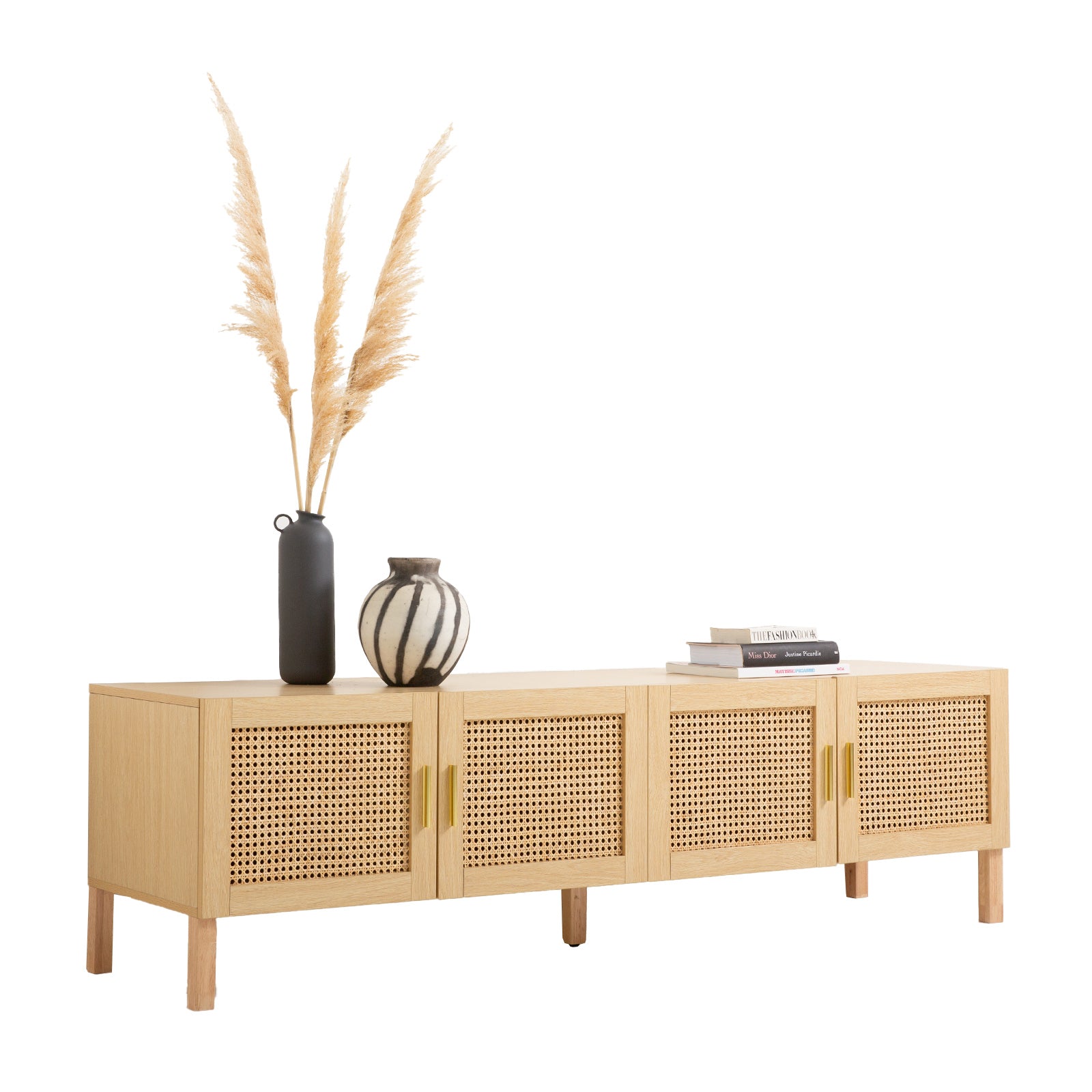 Casa Decor Santiago Rattan Entertainment Unit TV Stand Cabinet Storage Oak V160-10003622
