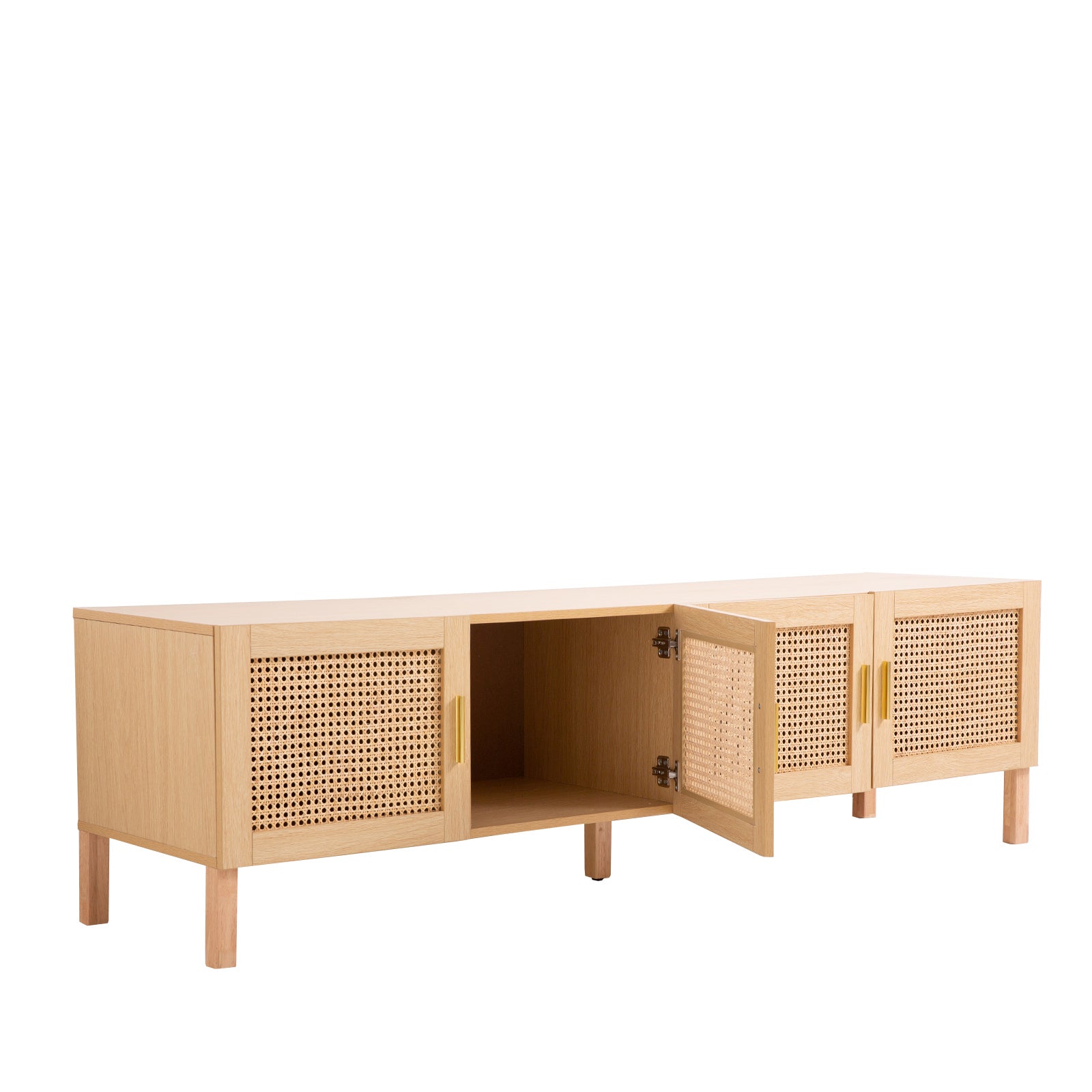 Casa Decor Santiago Rattan Entertainment Unit TV Stand Cabinet Storage Oak V160-10003622