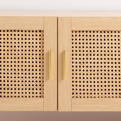 Casa Decor Santiago Rattan Entertainment Unit TV Stand Cabinet Storage Oak V160-10003622
