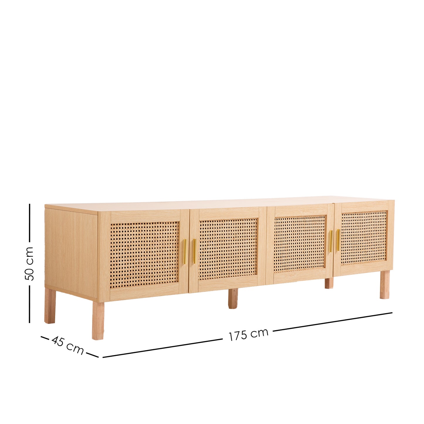 Casa Decor Santiago Rattan Entertainment Unit TV Stand Cabinet Storage Oak V160-10003622