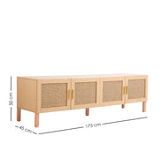 Casa Decor Santiago Rattan Entertainment Unit TV Stand Cabinet Storage Oak V160-10003622