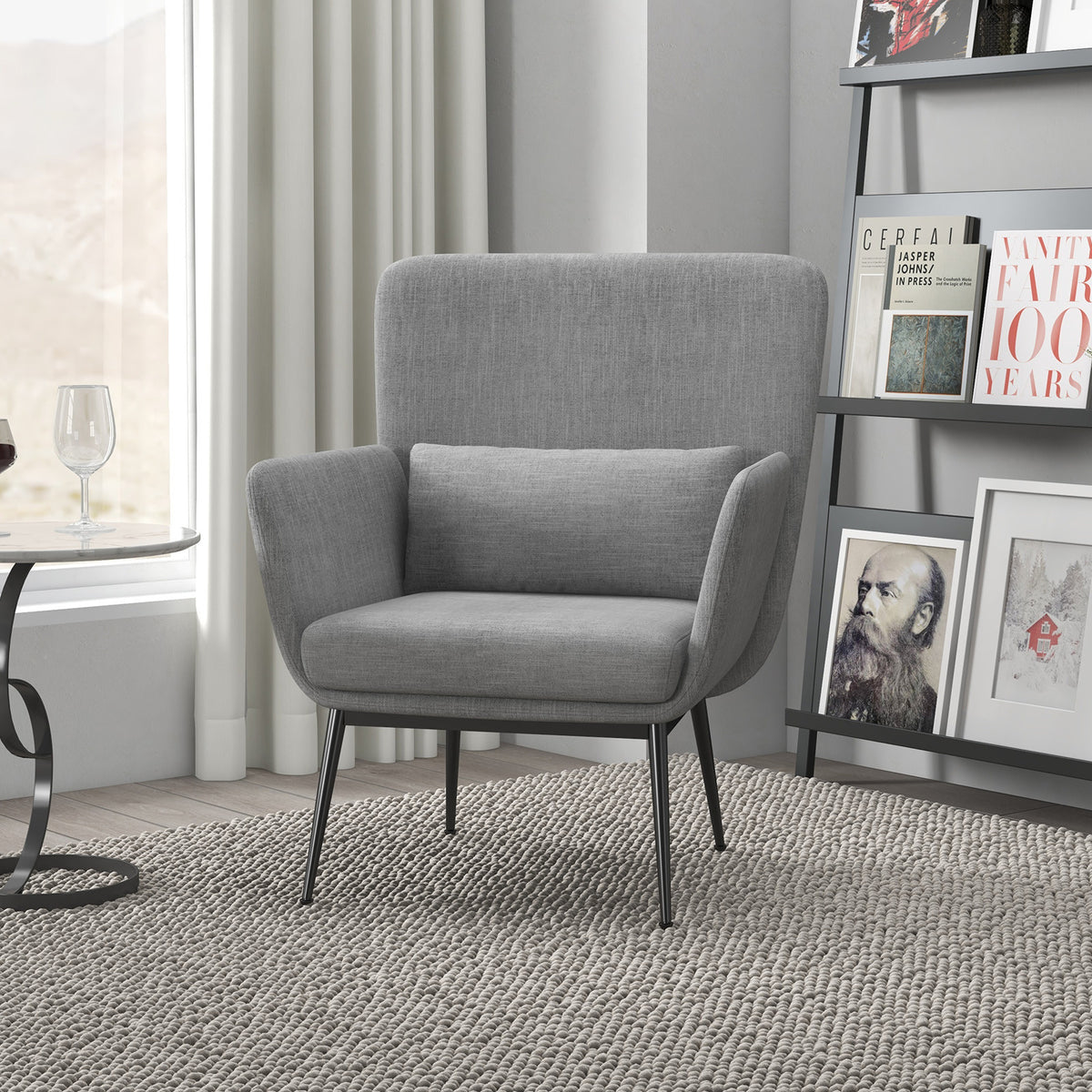 Casa Decor Cora Accent Chair Occasional Fabric Luxury Upholstered Light Grey V160-10003624