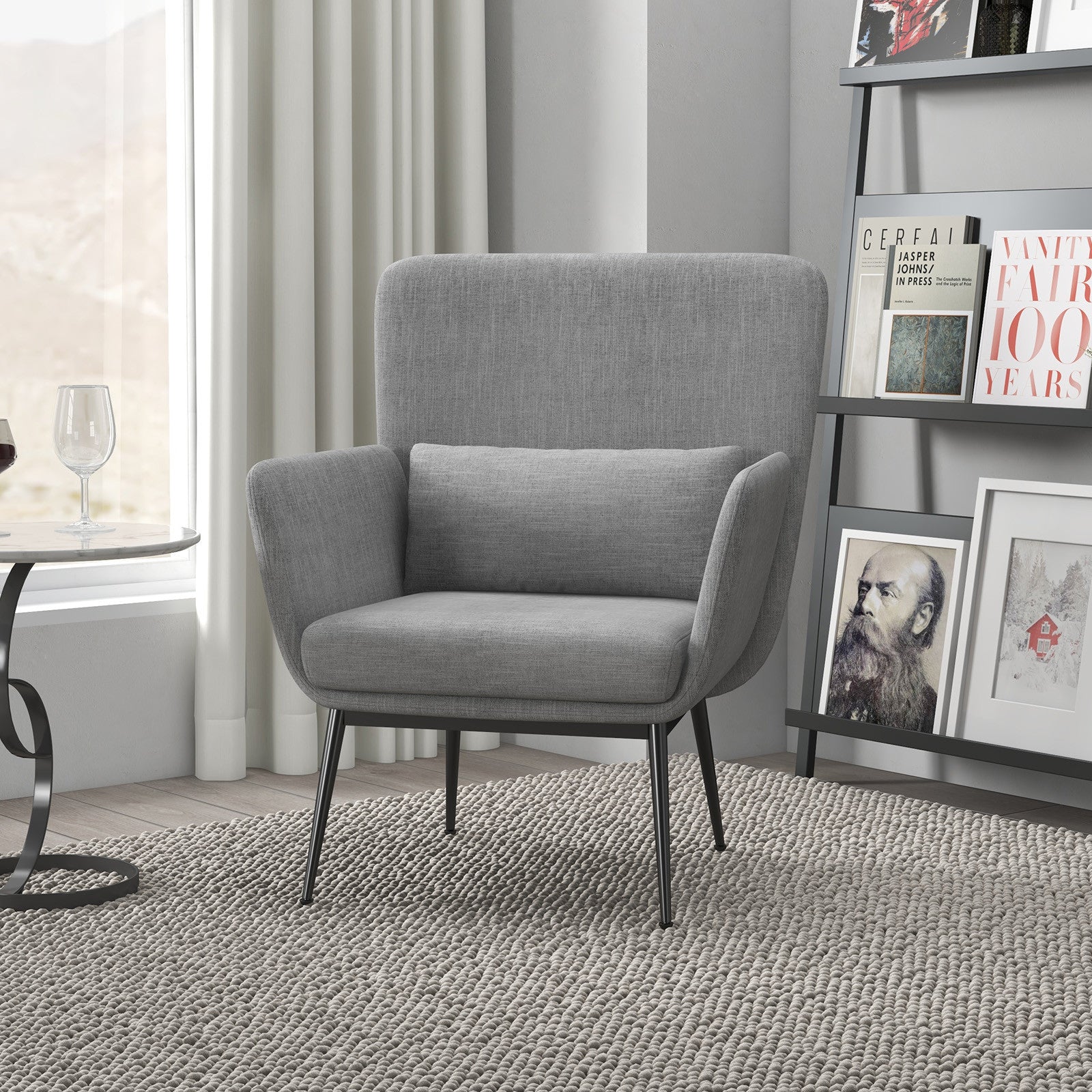 Casa Decor Cora Accent Chair Occasional Fabric Luxury Upholstered Light Grey V160-10003624
