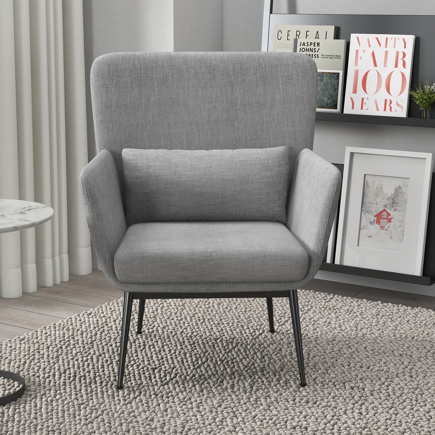 Casa Decor Cora Accent Chair Occasional Fabric Luxury Upholstered Light Grey V160-10003624