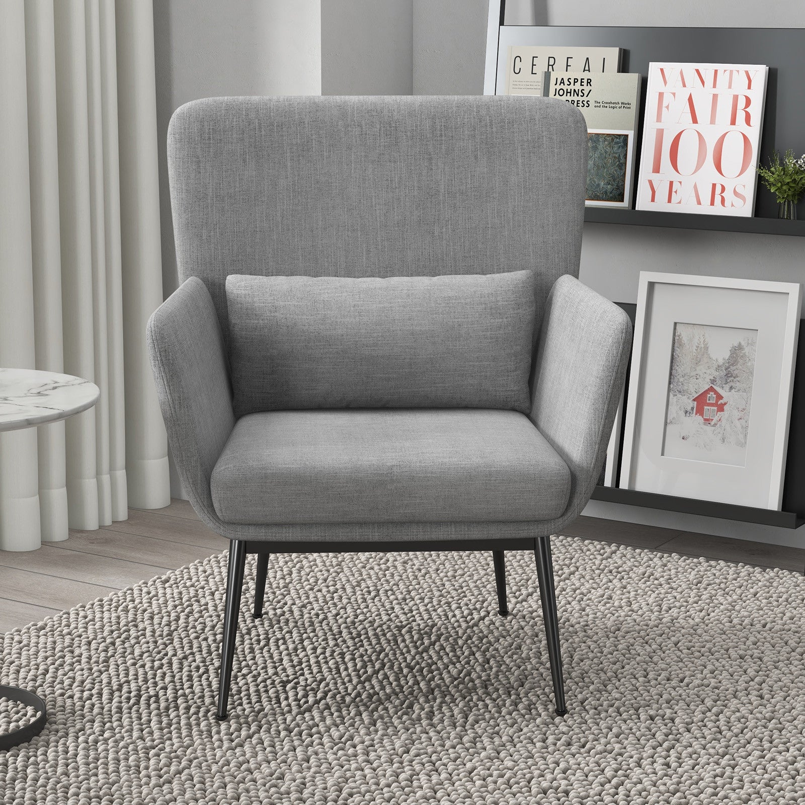 Casa Decor Cora Accent Chair Occasional Fabric Luxury Upholstered Light Grey V160-10003624