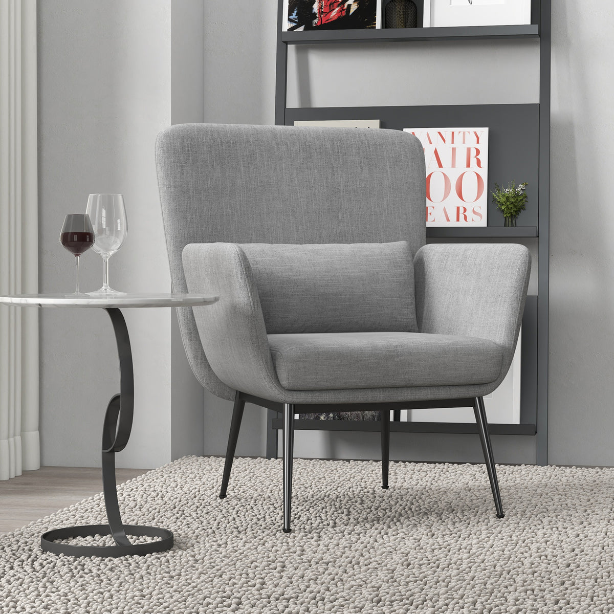 Casa Decor Cora Accent Chair Occasional Fabric Luxury Upholstered Light Grey V160-10003624
