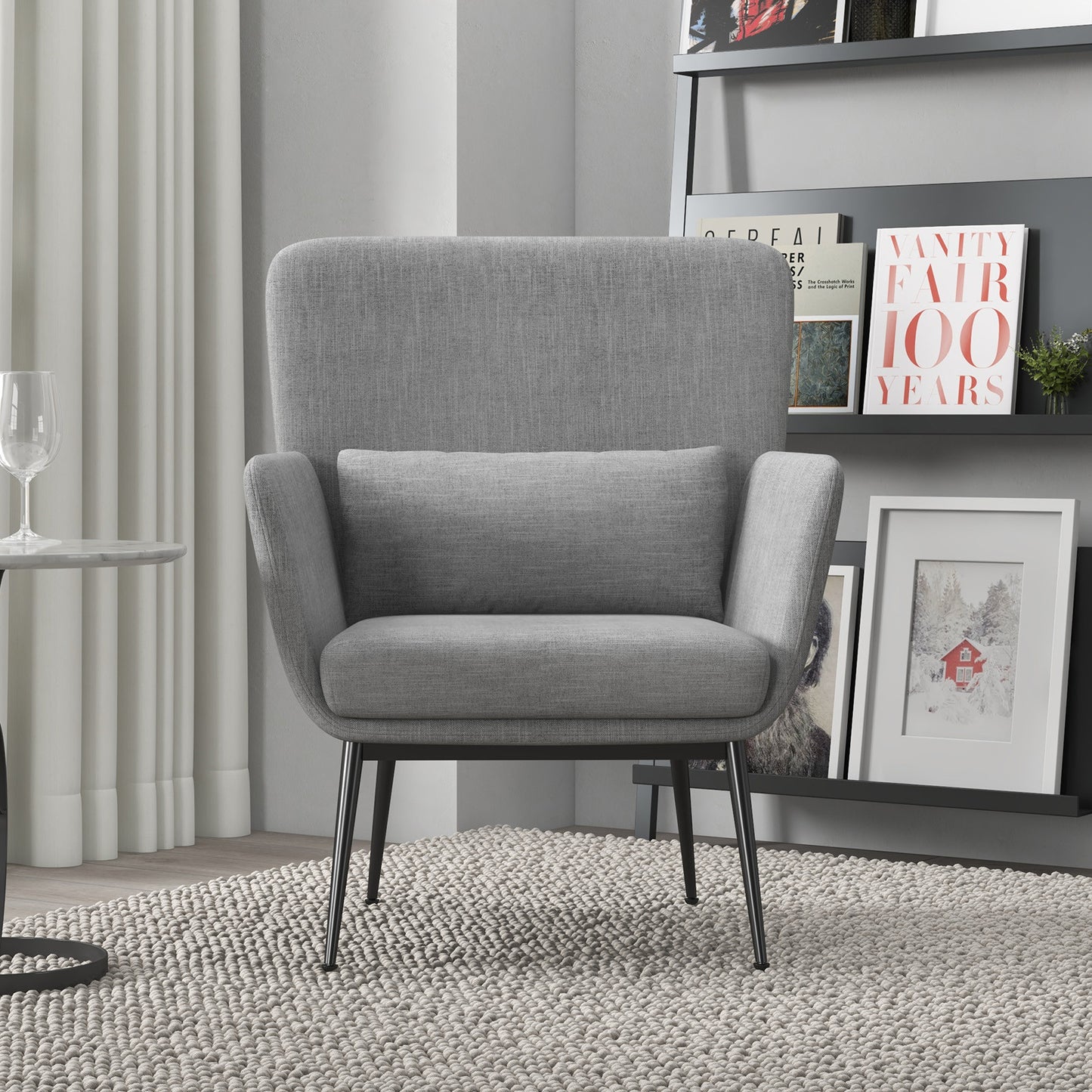 Casa Decor Cora Accent Chair Occasional Fabric Luxury Upholstered Light Grey V160-10003624