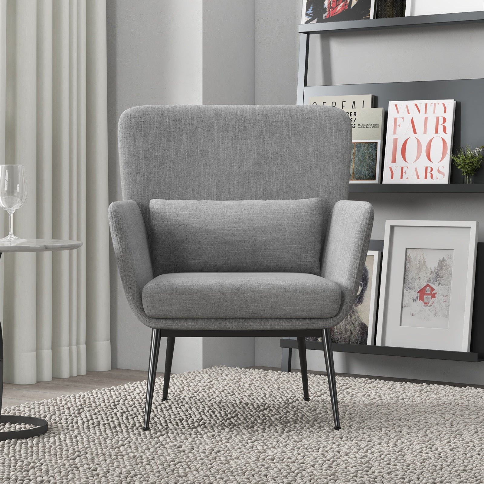 Casa Decor Cora Accent Chair Occasional Fabric Luxury Upholstered Light Grey V160-10003624