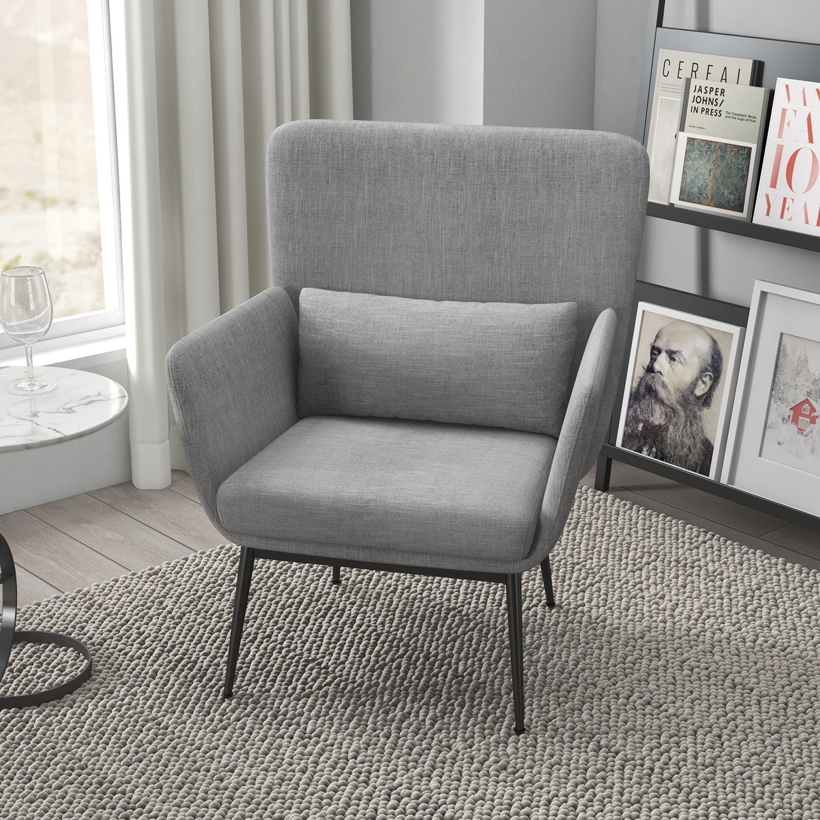 Casa Decor Cora Accent Chair Occasional Fabric Luxury Upholstered Light Grey V160-10003624