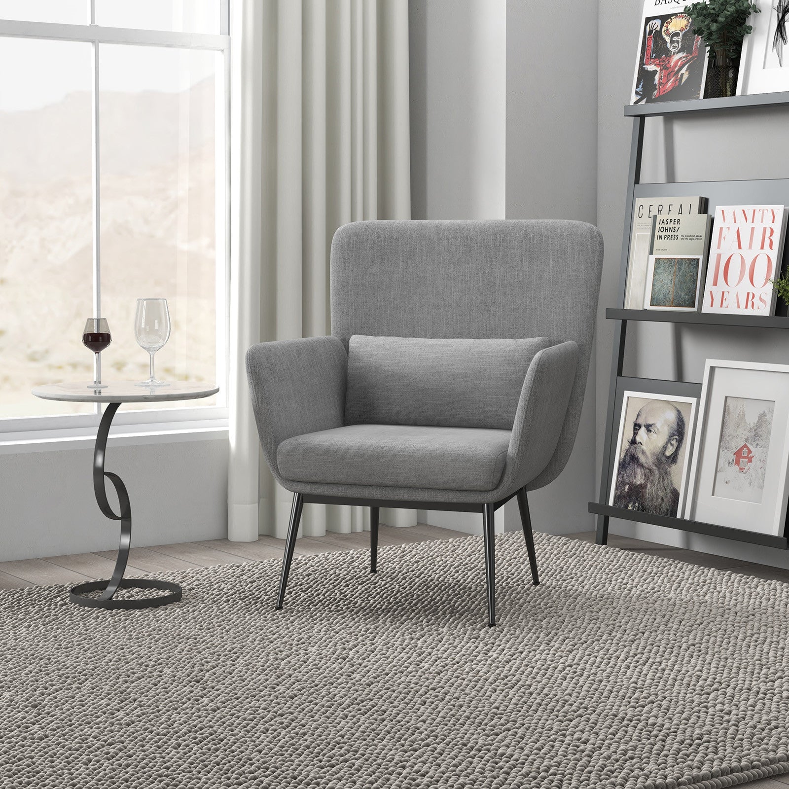 Casa Decor Cora Accent Chair Occasional Fabric Luxury Upholstered Light Grey V160-10003624