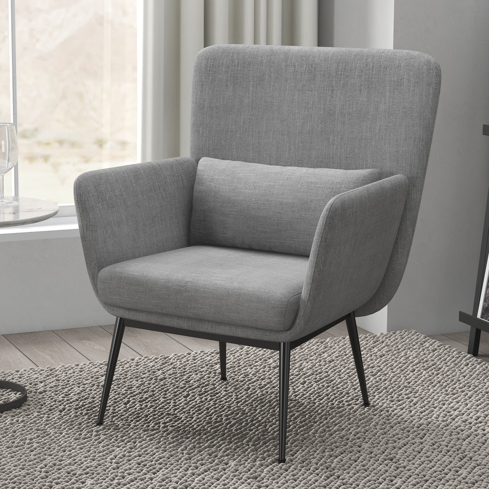 Casa Decor Cora Accent Chair Occasional Fabric Luxury Upholstered Light Grey V160-10003624