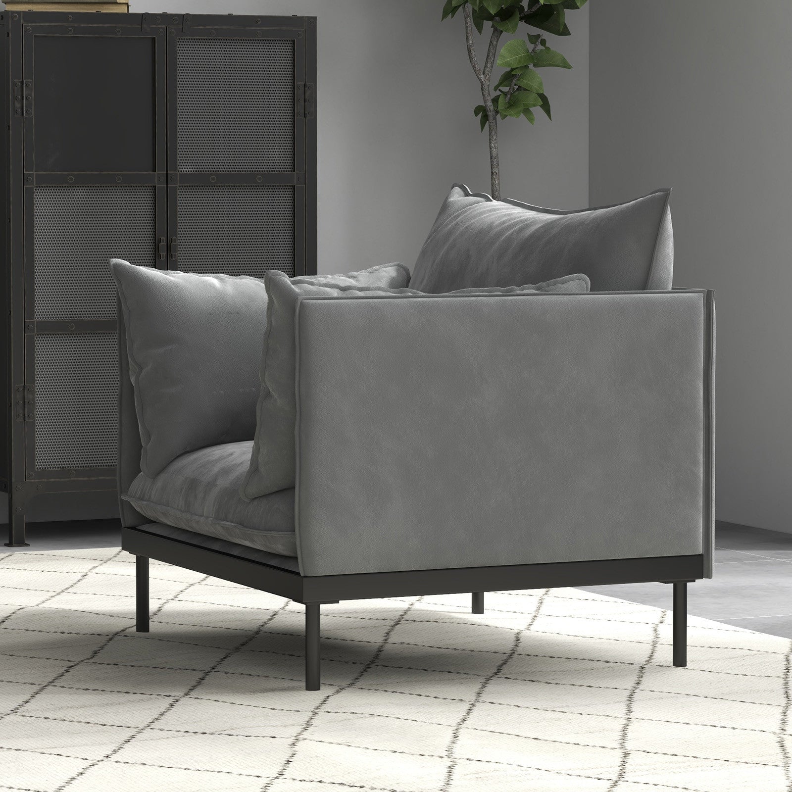 Casa Decor Camilla Luxury Upholstered 1 Seater Sofa Armchair Light Grey V160-10003625
