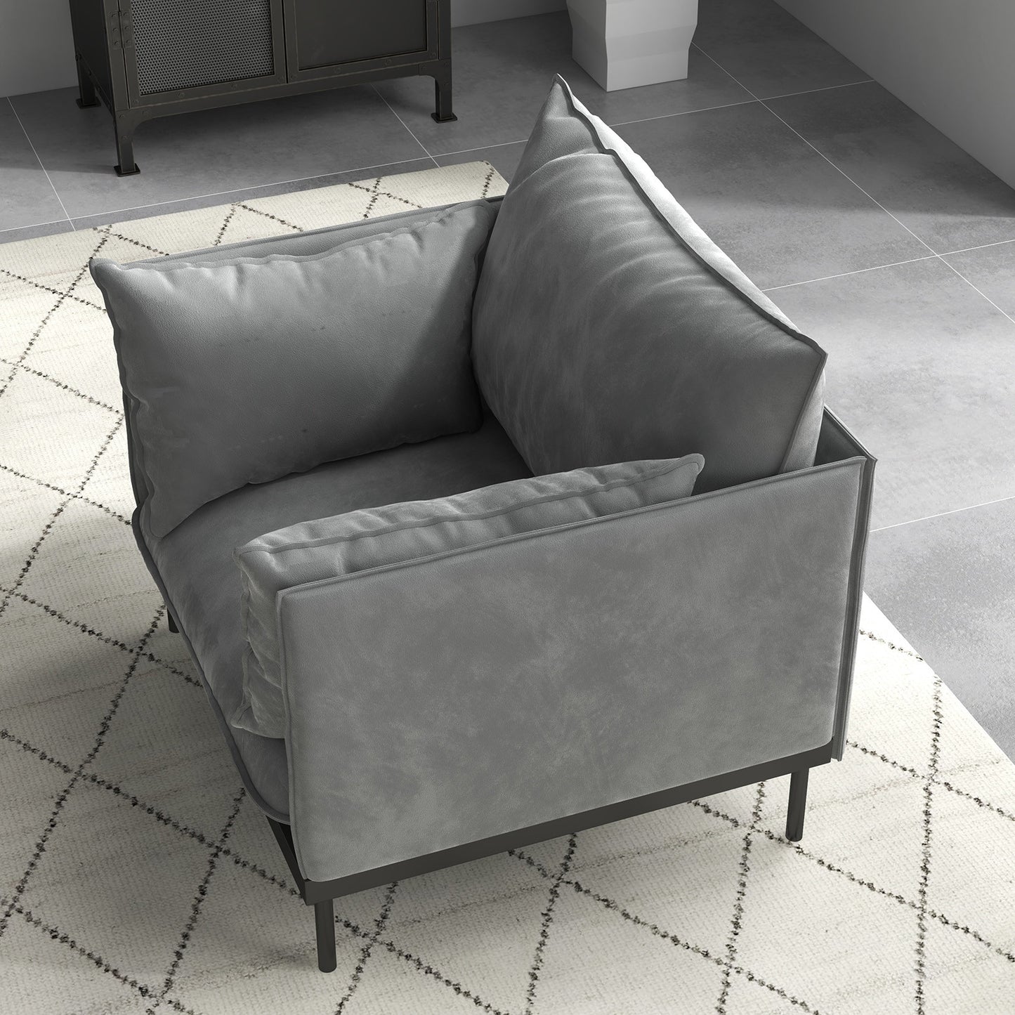 Casa Decor Camilla Luxury Upholstered 1 Seater Sofa Armchair Light Grey V160-10003625