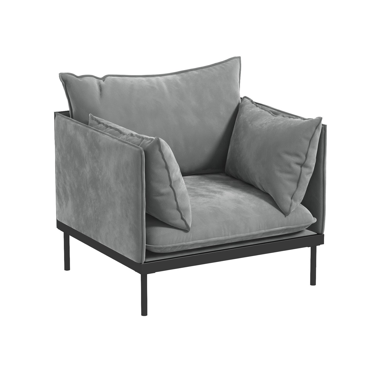 Casa Decor Camilla Luxury Upholstered 1 Seater Sofa Armchair Light Grey V160-10003625