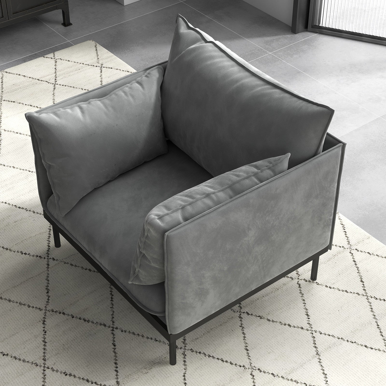 Casa Decor Camilla Luxury Upholstered 1 Seater Sofa Armchair Light Grey V160-10003625