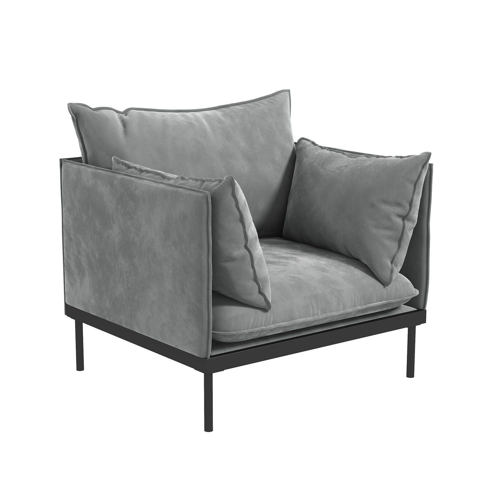 Casa Decor Camilla Luxury Upholstered 1 Seater Sofa Armchair Light Grey V160-10003625