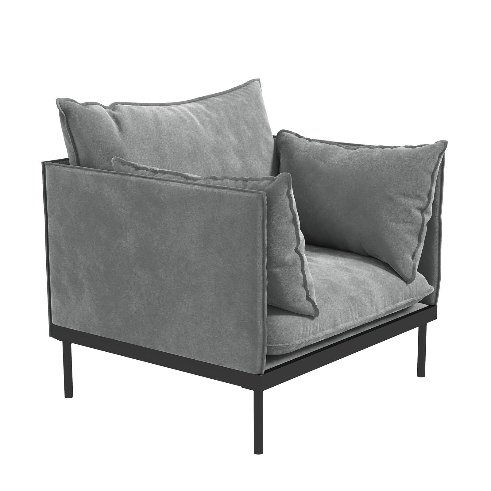 Casa Decor Camilla Luxury Upholstered 1 Seater Sofa Armchair Light Grey V160-10003625