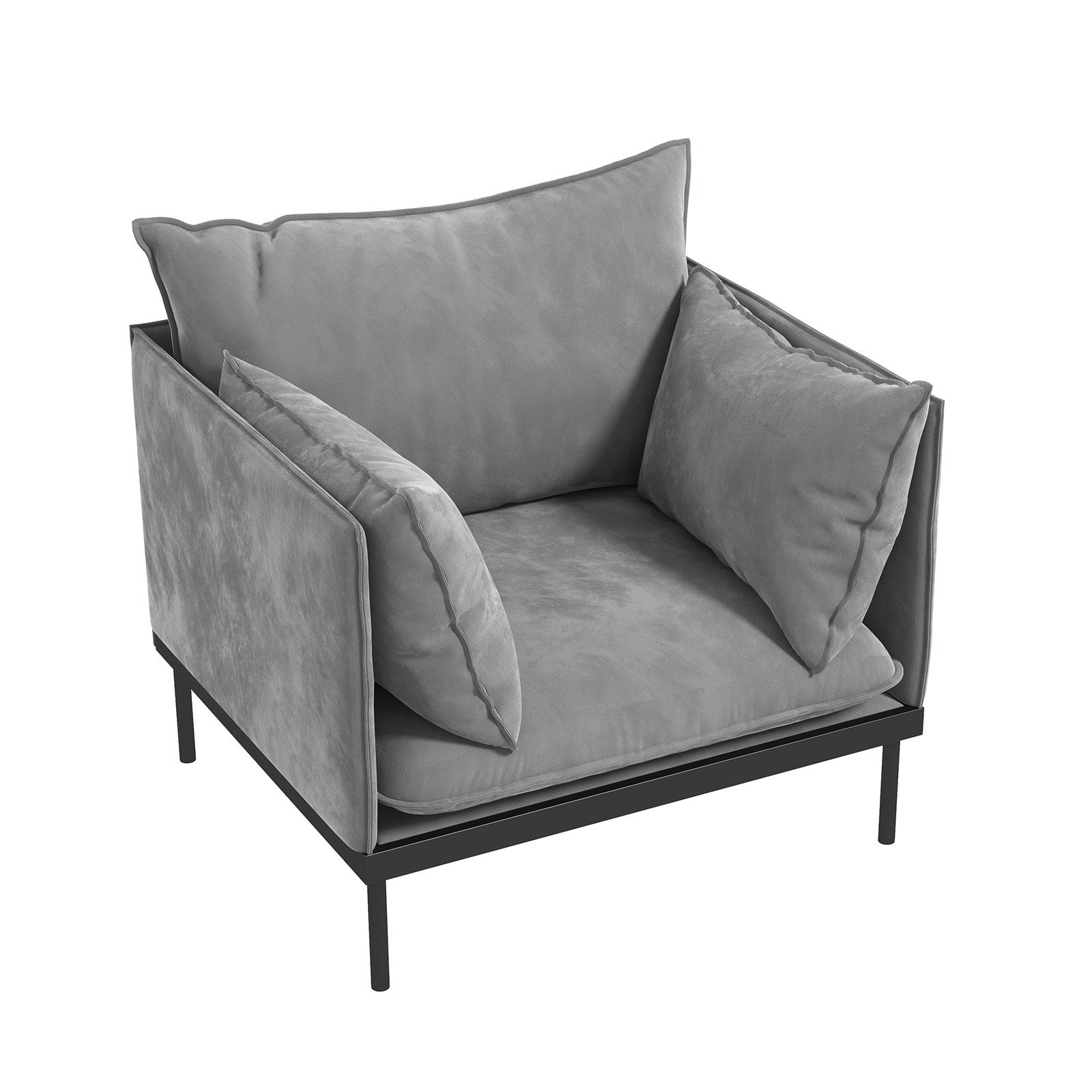 Casa Decor Camilla Luxury Upholstered 1 Seater Sofa Armchair Light Grey V160-10003625