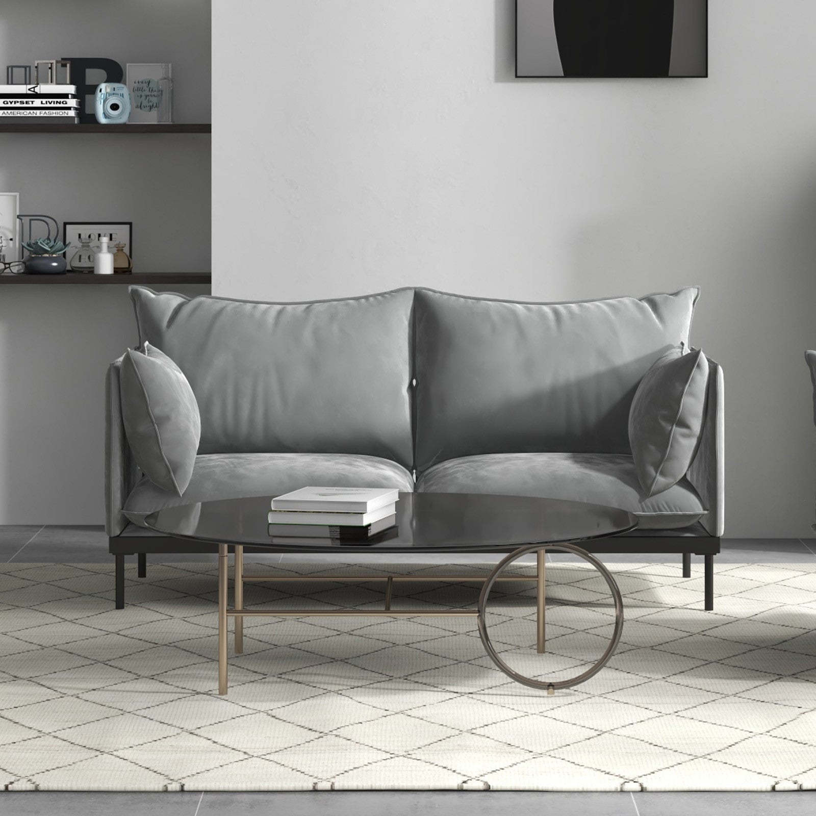 Casa Decor Camilla Luxury Upholstered Fabric 2 Seater Sofa Light Grey V160-10003626