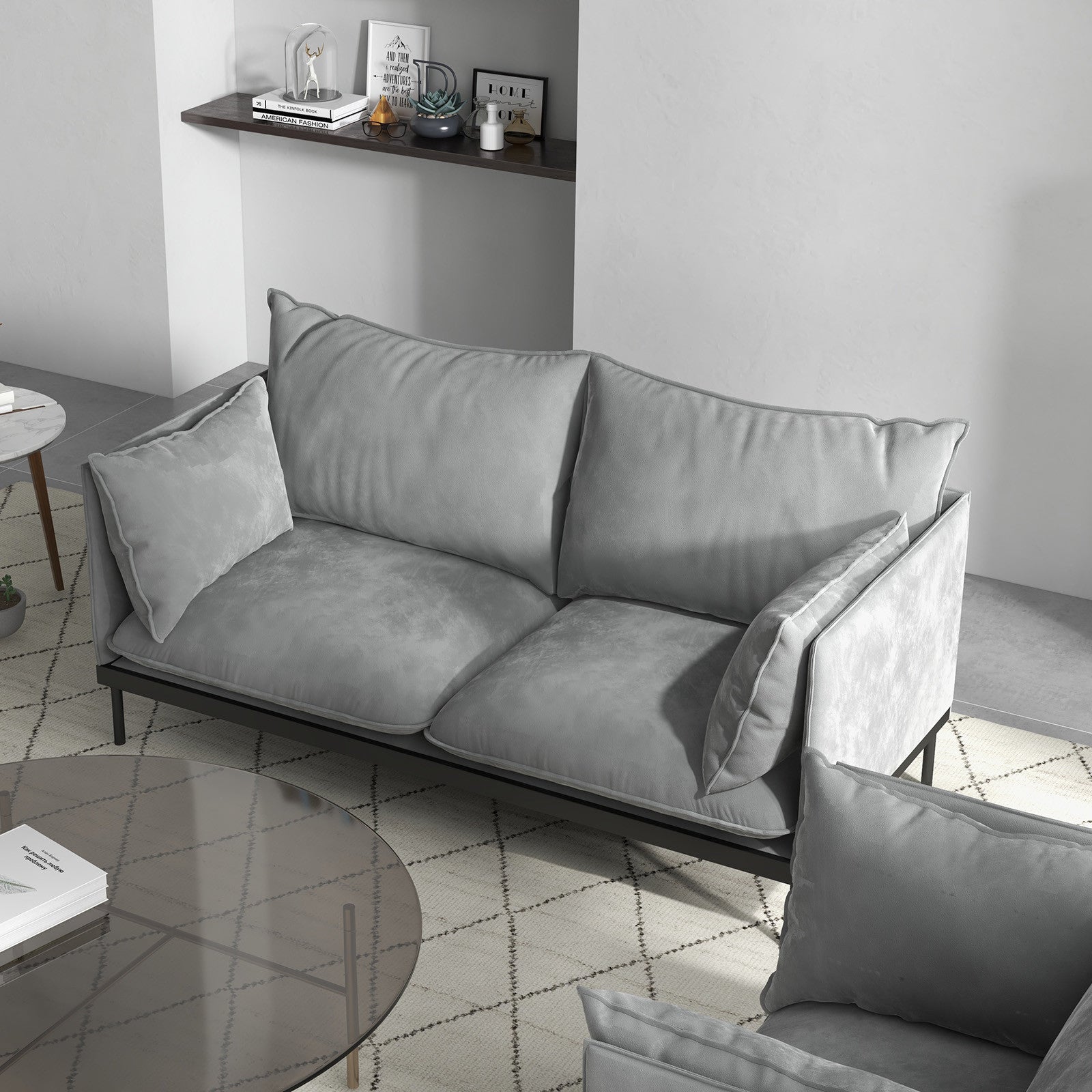 Casa Decor Camilla Luxury Upholstered Fabric 2 Seater Sofa Light Grey V160-10003626