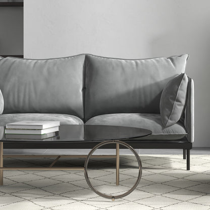 Casa Decor Camilla Luxury Upholstered Fabric 2 Seater Sofa Light Grey V160-10003626
