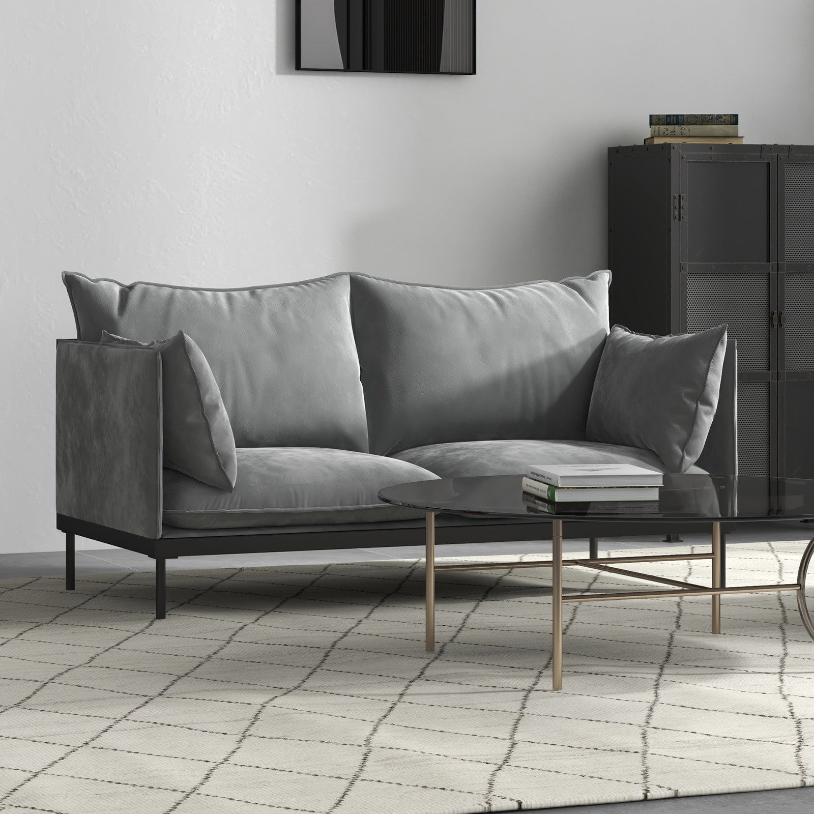 Casa Decor Camilla Luxury Upholstered Fabric 2 Seater Sofa Light Grey V160-10003626