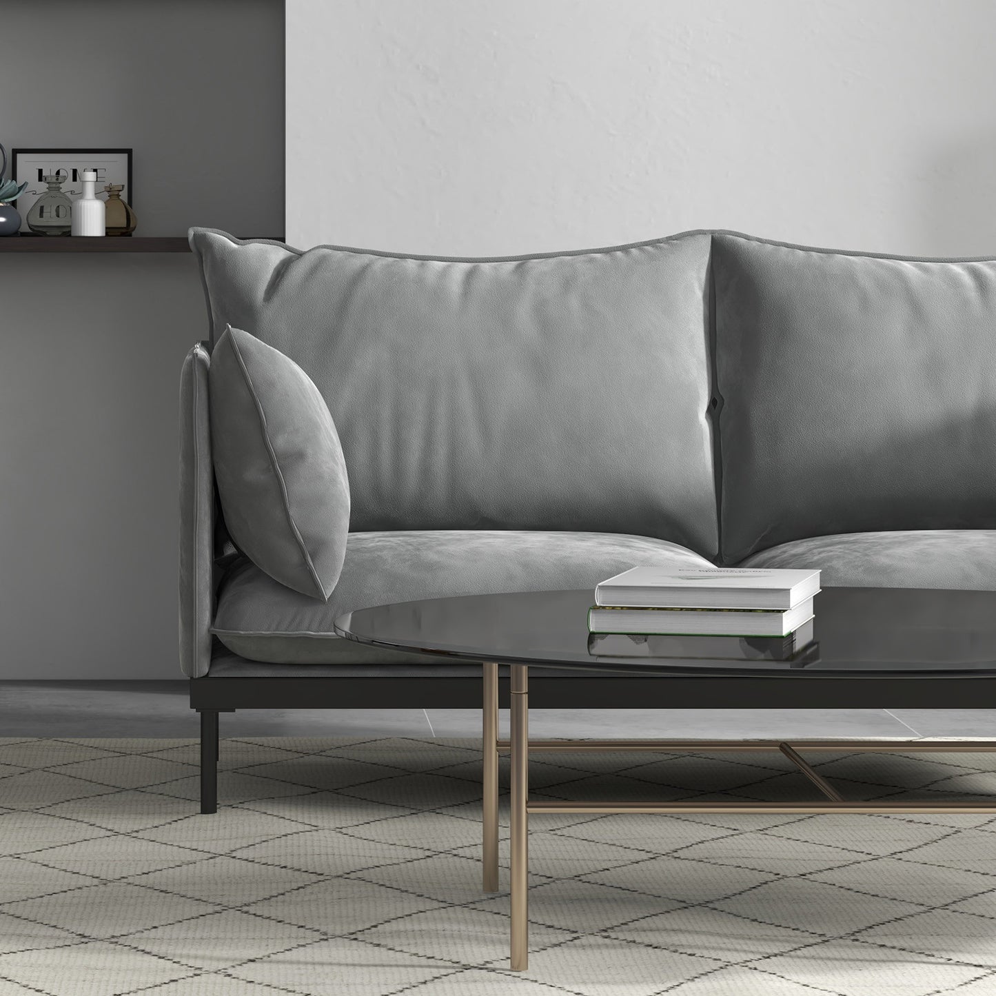 Casa Decor Camilla Luxury Upholstered Fabric 2 Seater Sofa Light Grey V160-10003626