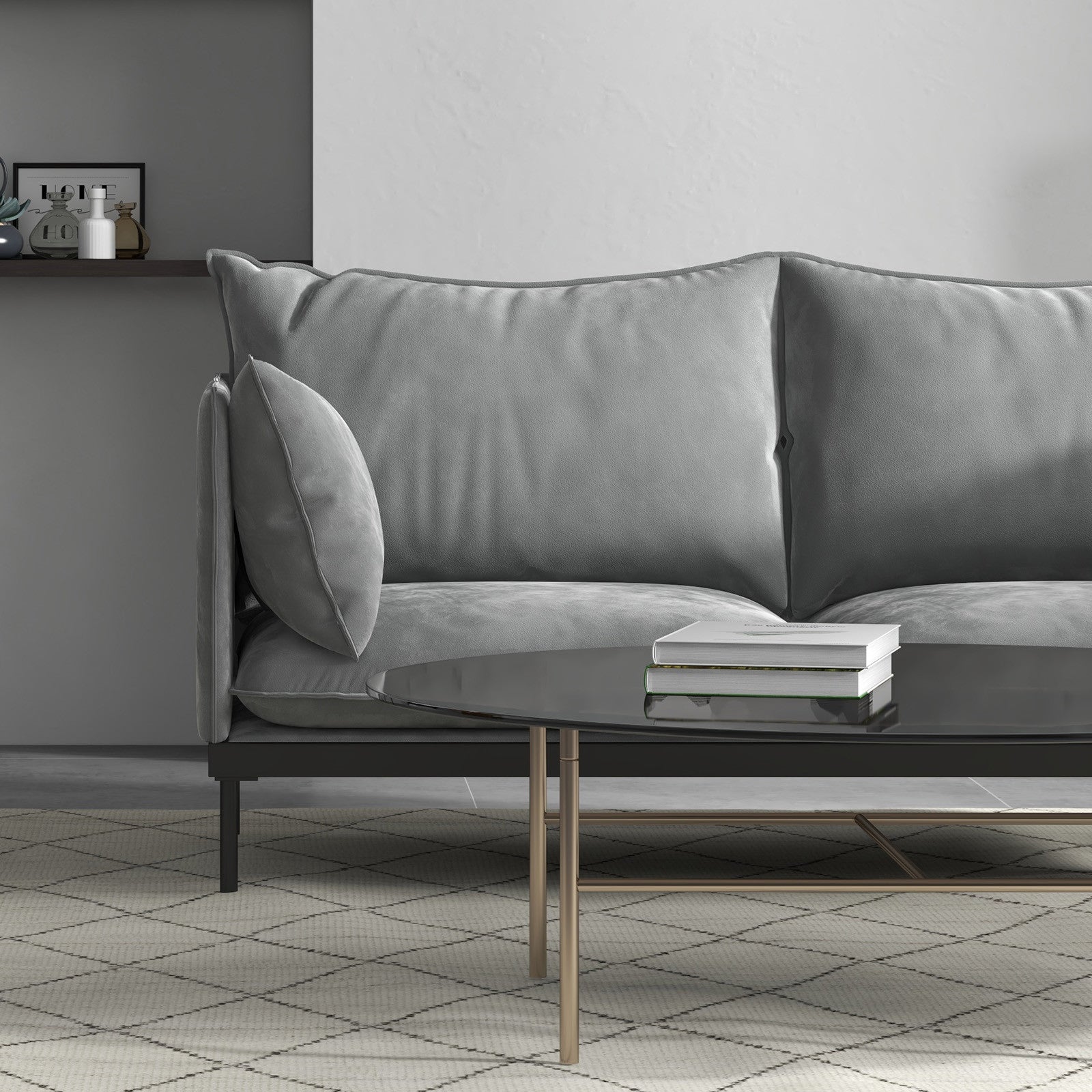 Casa Decor Camilla Luxury Upholstered Fabric 2 Seater Sofa Light Grey V160-10003626