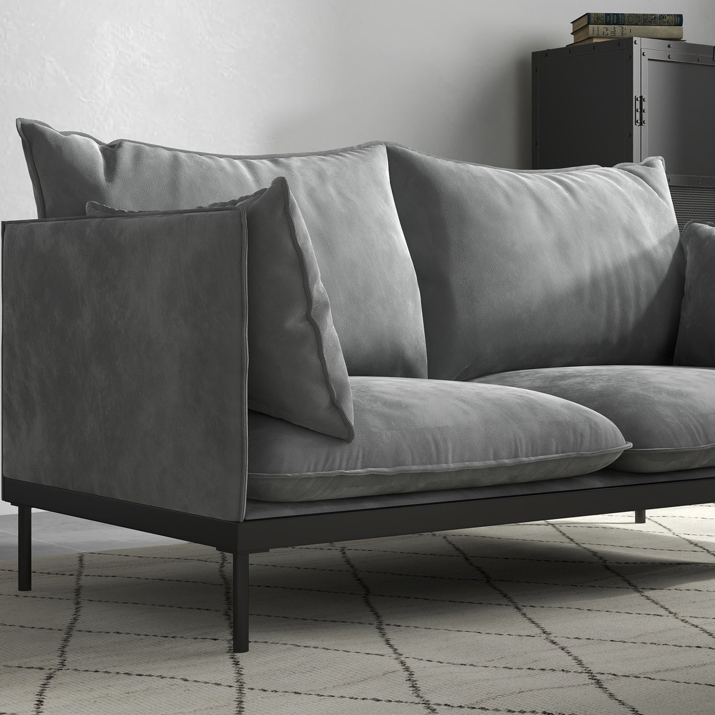 Casa Decor Camilla Luxury Upholstered Fabric 2 Seater Sofa Light Grey V160-10003626